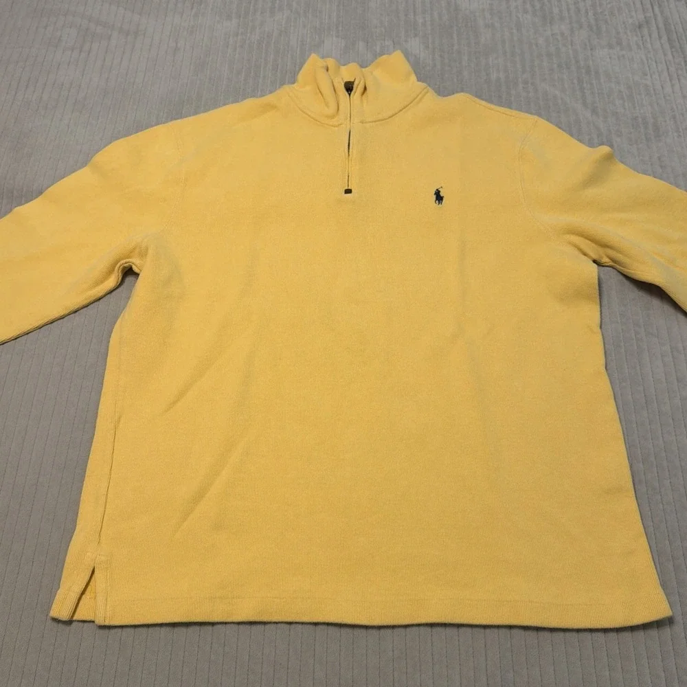 Polo Ralph Lauren Sweater Mens XL Yellow 1/4 Zip Pullover Cotton Knit Preppy